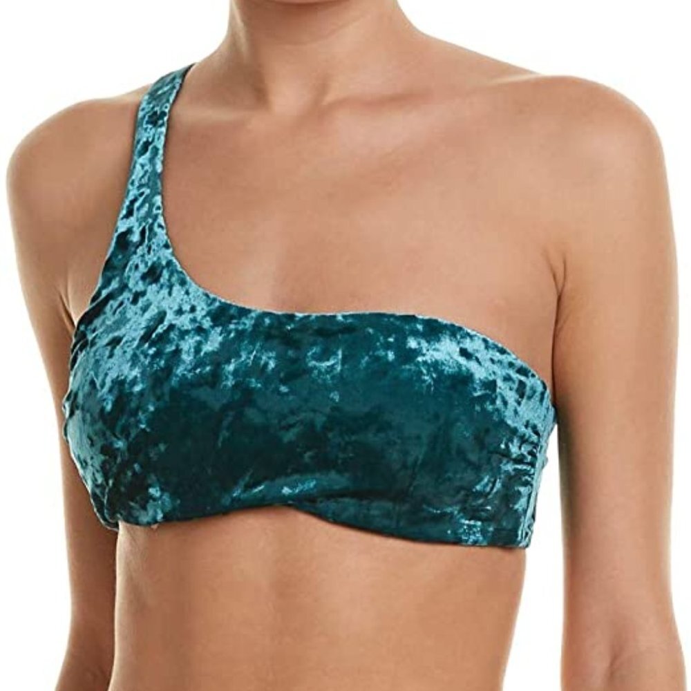 NWT Red Carter Women's First Crush Velvet Asymmetrical Bikini Top Emerald